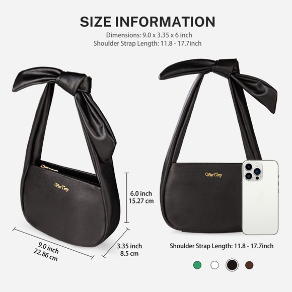 Women’s handbag Black Bow Shoulder Bag - Picture 5 of 6